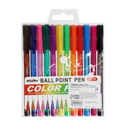 Набор ручек шариковых, 12 цветов, треугольный, тонированный корпус, в блистере на кнопке - Simaland фото 4