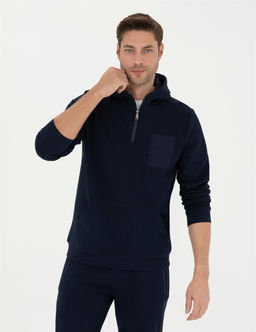 Lacivert Regular Fit Kap__onlu Sweatshirt - Pierre cardin фото 3