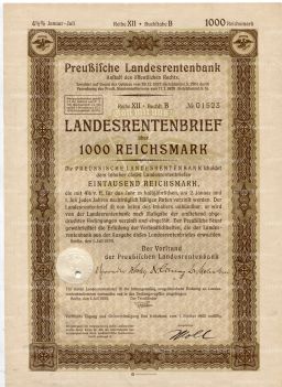 Облигация 4,5% 1000 рейхсмарок 1939 года Германия