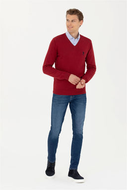 Мужской бордово-красный свитер - U.s. polo assn фото 11