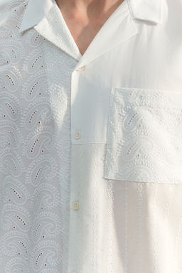TRENDYOL MAN Limited Edition Beyaz Oversize Brode Bloklu Yazl?k Gomlek TMNSS23GO00135 - Trendyolmilla фото 5