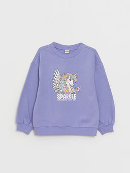 Bisiklet Yaka Bask?l? Uzun Kollu K?z ?ocuk Sweatshirt - Waikiki фото 3
