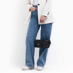 Сумка женская с карманами кожзам, графит