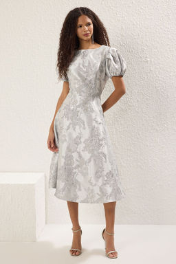 Trendyolmilla Ac?k Mavi A-Kesim Jakarl? Dokuma Midi S?k Abiye Gece Mezuniyet Elbisesi TPRSS25EL00202  фото 2