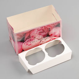 Цена за 5 шт. Коробка для 2 капкейка с прозрачной крышкой, Самой прекрасной, 16?8?10 см