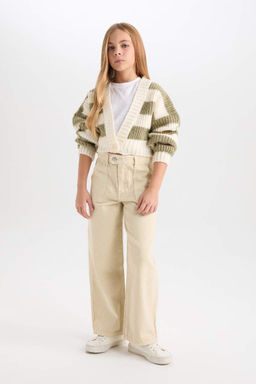 Кардиган для девочек с V-образным вырезом - Defacto фото 2