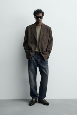 BLAZER CRUZADA CON LANA / Marr?n oscuro