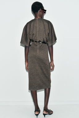 VESTIDO MIDI PIQU? CINTUR?N / Verde oscuro - Zara фото 5