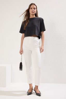 TRENDYOLMILLA Ekru Ic Gostermeyen Pamuklu Esnek Beli Lastikli Cigarette Pantolon TWOSS25PL00093 фото 2