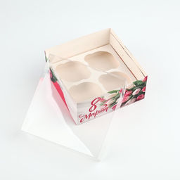 Цена за 5 шт. Коробка для капкейка 8 марта, 16?16?7.5 см