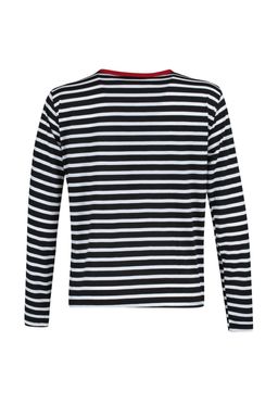 Siyah Cizgili Relaxed Kal?p Basic Bisiklet Yaka Renkli Ribanal? Orme T-Shirt TWOAW23TS00026