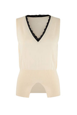 Ekru Yazl?k Ozel Iplik Triko Ince Bluz TWOSS26BZ00300