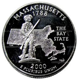 1/4 доллара (25 центов) 2000 года S США Штаты и территории  Массачусетс