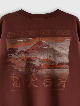 Теплый свитшот мужской коричневый с начесом и художественным принтом - Mark formelle фото 8