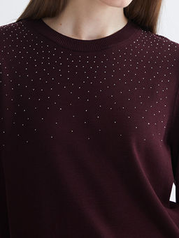 Bisiklet Yaka Ta?l? Kad?n Triko Kazak