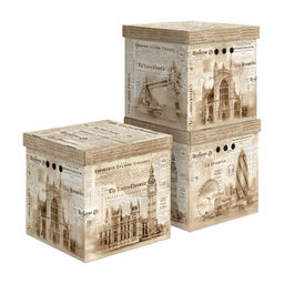 VAL TR-BCTN-ENB-3K Короб картон., квадр., 31.5*31.5*31.5см, бежевый, набор 3 шт., TRAVELLING ENGLAND, шт - Valiant фото 3