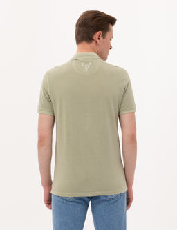 A__k Ye_il Slim Fit Dokulu Polo Yaka Ti__rt