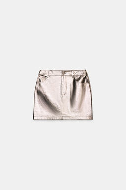 FALDA MINI EFECTO PIEL / Plata - Zara фото 6