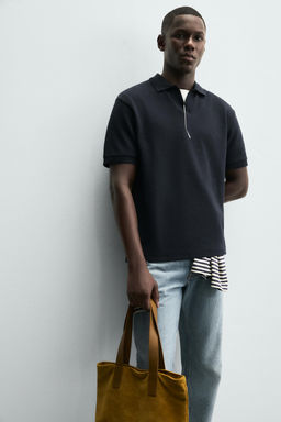 TEXTURED REGULAR FIT POLO SHIRT - Zara фото 6