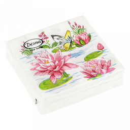 Салфетки бумажные Desna Design 24х24см, 1 слойные, 40 штук в упаковке, 100% целлюлоза, Лилии у озера (Россия) - Bouquet фото 2