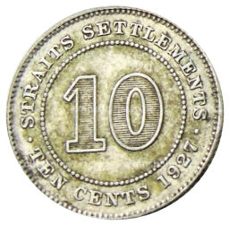 10 центов 1927 года Стрейтс Сетлментс