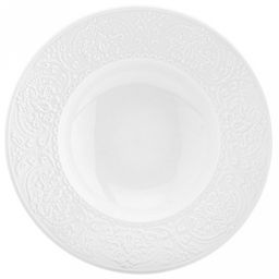 "Русь" Тарелка глубокая фарфоровая д228мм h44мм, 400мл, белый, рельефный декор (Китай)