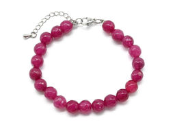 Браслет с шариками кальцита 8мм с замком, цвет лиловый, 19см