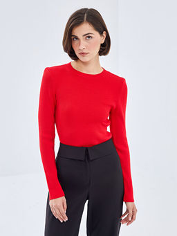 Bisiklet Yaka Dokulu Kad?n Triko Kazak