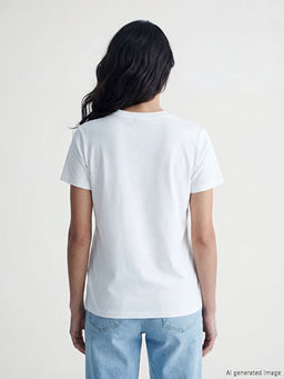 Bisiklet Yaka Leoparl? Kalp Bask?l? Kad?n Ti??rt