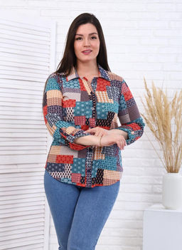 IV-CAPRIZ Пэчворк - рубашка бирюза фото 5