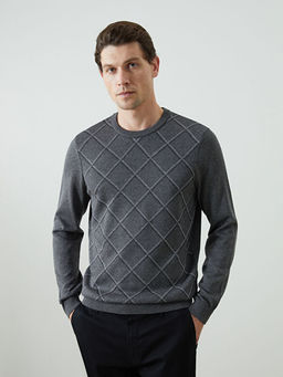 Baklava Desenli Erkek Triko Kazak