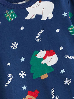 Bisiklet Yaka Y?lba?? Temal? Erkek Bebek Pijama Tak?m?