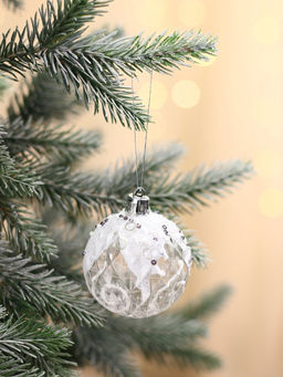 Ёлочные игрушки Снежная изморозь, шары пластиковые, d=6 см, набор 9 шт., белый - Зимнее волшебство фото 5