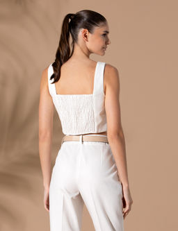 Ekru Crop Top Bluz - Pierre cardin фото 5