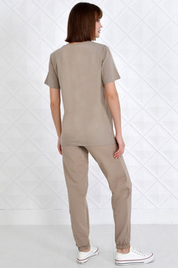 Арт. 2349 Костюм женский бежевый 44-52 (5 шт) Цвет:верх- бежевый, низ- бежевый - Калинка фото 8