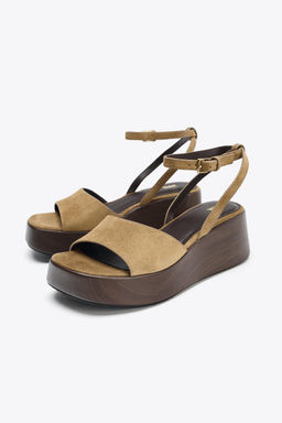 SPLIT SUEDE PLATFORM SANDALS - Zara фото 11