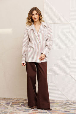 Костюм Gizart 5443 бело коричневый, шоколад джинс