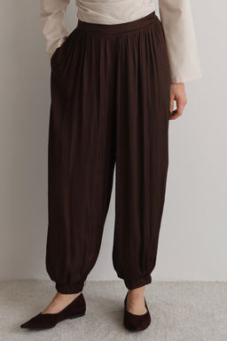 Kahverengi Saten Crushl? Salvar Pantolon TWOSS26PL00018