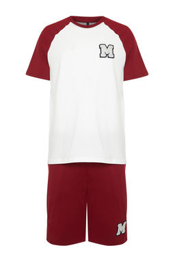 TRENDYOL MAN Bordo Ekru Nak?sl? Reglan Kol Orme Sortlu Pijama Tak?m? TMNSS24PT00007 - Trendyolmilla фото 7