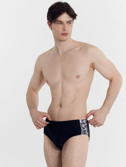 Плавки купальные мужские черные с печатью черный +печать 701007