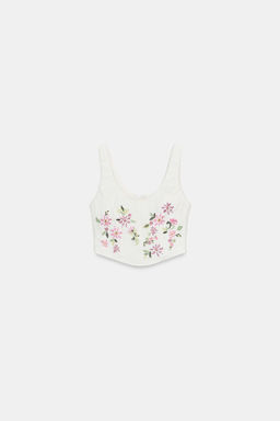 TOP CORSETERO TEXTURA BORDADOS / Crudo - Zara фото 6
