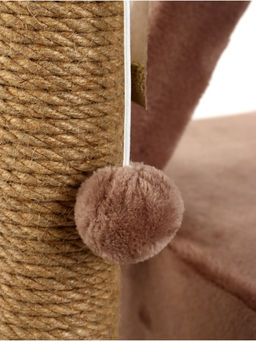 Домик для кошек с когтеточкой «Домосед», с лестницей и площадкой, 60×35×56 см, капучино