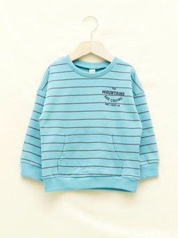 Bisiklet Yaka Uzun Kollu ?izgili Erkek Bebek Sweatshirt