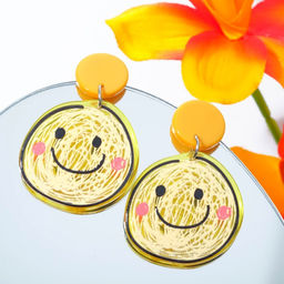 Серьги пластик Смайлик, цветные