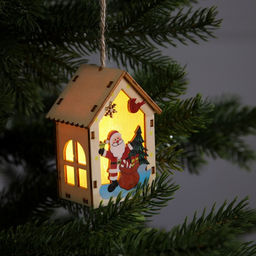 Ёлочная игрушка Дед Мороз с подарками, 4.5х5x5.6 см, 1 LED, от батареек, свечение тёплое белое
