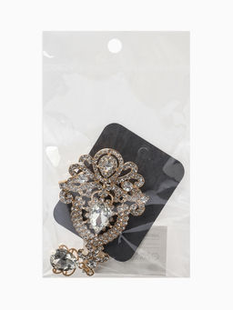 Брошь «Императрица», вензеля, цвет белый в золоте