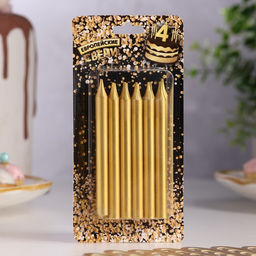 Цена за 2 шт. Свеча для торта Спарк, 12 шт., 8 см, золотой металлик - Simaland фото 7