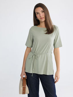 Bisiklet Yaka ?izgili Ku?akl? Bluz