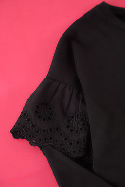 Siyah K?z Cocuk %100 Pamuk Basic F?rf?r Detayl? K?sa Kol Orme T-Shirt/Bluz TKDAW25TS00008 - Trendyolmilla фото 3