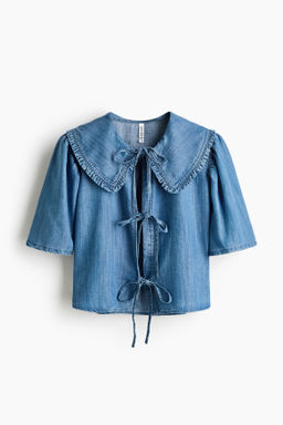 Blusa denim con lazadas